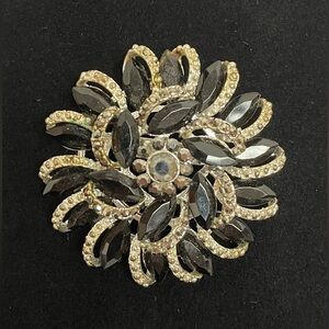 Elegant Black and Silver Brooch